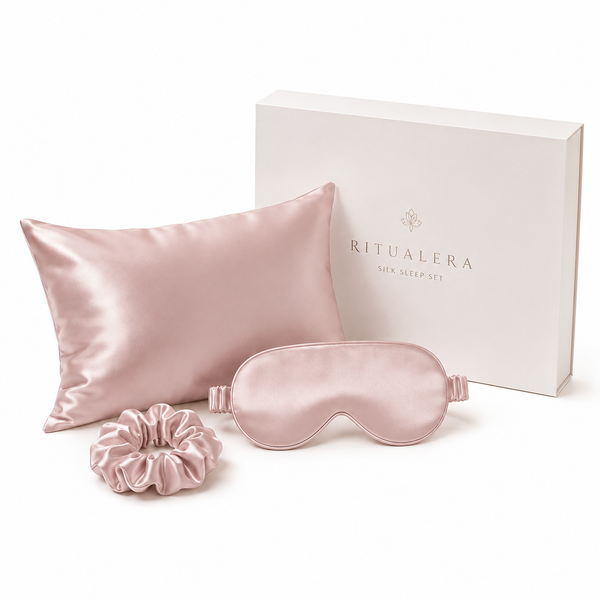 Luxury Mulberry Silk Sleep Set with Pillowcase Hair Tie Eye Mask